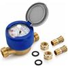 TANIASHOP Contatore Acqua 1/2" Quadrante Asciutto con Coperchio - Raccordi in Ottone G.GIOANOLA Made in Italy
