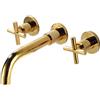 XJTNLB Rubinetti Bagno a Croce Rubinetto da Muro per Lavatoio Girevole 360° Miscelatore Lavabo Bagno in Ottone,Oro