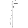 HM Colonna Doccia Senza Miscelatore Cromata, Set Doccia con Soffione Quadrato 25x20 cm, Doccetta Monogetto, Asta Regolabile, Tubo Flessibile 150 cm, Deviatore e Kit Installazione per Bagno