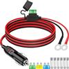 HAAMNING7 Spina per accendisigari resistente da 12 AWG da spina maschio ad anello O Ring da 8 mm, cavo adattatore con scatola dei fusibili per luce LED, per pompa d'aria inverter auto (1 m)
