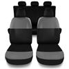Susy Shop Set Coprisedili Compatibili Per Nuova 600, Design Sportivo,Set Fodere Auto Completo Anteriore e Posteriore Con Logo Ricamato MADE IN ITALY (Grigio/Nero, Senza Logo)