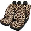 Biyejit - Set completo di 4 coprisedili auto con stampa leopardata + copri schienale posteriore + copri sedile posteriore + set completo di 4 pezzi accessori auto universale