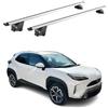 OMAC Barre Portatutto Alluminio TÜV geprüft per Toyota Yaris Cross XP210 2021-2026 - per Rail Tetto Integrati - T Nut - Max 100 kg - 2 Schlösser Argento