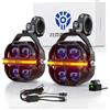 Future Eyes Fari Supplementari Moto, 180W 17500LM Faretti LED Moto, Fendinebbia Omologati ECE E57, Luci LED con Abbagliante e Fendinebbia, IP67 Impermeabile