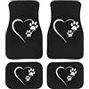 Suhoaziia - Set di 4 tappetini per auto a forma di zampa di cane bianca, per sedili anteriori/posteriori, resistenti con retro in gomma robusta, modello universale
