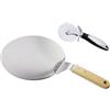 Abiyou Pala per Pizza con Manico in Legno, Pala per Pizza in Acciaio Inox Invia Rotella Tagliapizza, 10 Pollici Pala per Pizza, Pala Rotonda per Pizza Fatta in Casa, per Pane,Pizze,Pasticcini,Biscotti