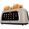 Olvy Tostapane 4 Fette con Display LCD e Timer a Conto alla Rovescia - Fessure Extra Larghe per Pane Spesso - 6 Livelli di Doratura, Scongela e Riscalda - 1500W - Beige