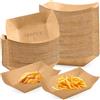 YIYAXIN 100Pcs Vassoi Carta Kraft, Barchette Ciotole Alimenti Finger Food Monouso Biologico, Vaschette Cibo Vassoi Cartone Rivestimento Biodegradabile per Sushi Patatine Fritte Snack Curry Salsiccia (Marrone)