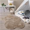 Paco Home Tappeto Salotto Pelo Corto Monocolore Moderna Forma Di Pelliccia Finta Morbida, Dimensione:80x120 cm Cloud, Colore:Beige