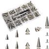 Zasvec Borchie 110 Pezzi Borchie a Cono Punk Conico Rivet Borchie per Vestiti Cono Rivetti con Vite Borchie in Metallo Argento Forma di Proiettile Borchie con Scatola per Decorazione