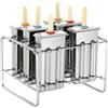 Xasbseulk Stampi per ghiaccioli in acciaio inox, stampo per gelato in casa, stampi in metallo, stampi per ghiaccioli in acciaio inossidabile, stampi per ghiaccioli con supporto, 6 stampi per gelato con 100