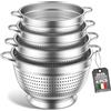 Mihoho Set di 4 scolapasta in acciaio inox, 20/24/26/28 cm Colino-Scolapasta in Metallo per Lavello con Manico, Filtro a Maglia Fine per Lavare Pasta, Verdura, Frutta e Riso (Quattro)