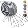 Kyraton Set da 6 colino a maglia fine, setaccio per farina da forno, colino in acciaio inossidabile, colino per tè matcha, separatore per sugo, colino per pasta stasher