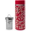 Qwetch - Teiera isotermica Nomade 400 ml - Fiori rossi - Infusore con 2 filtri - 12 ore caldo/24 ore freddo - impermeabile, riutilizzabile e durevole - per tè, caffè, tisana, frutta