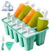 DPSLOOPM Stampi per Gelato, Stampi per Ghiaccioli in Silicone, Riutilizzabili Ghiaccioli Stampol, con Spazzola di Pulizia e Imbuto Pieghevole, Formine per il Cioccolato e il Gelato Fai da Te (Verde, 10 Cavità)