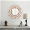 Xingfx Specchio in rattan rotondo, 40 cm, realizzato a mano, in materiale naturale, con specchio in vetro da 20 cm, decorazione vintage per soggiorno, camera da letto, bagno, corridoio, montaggio a parete