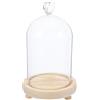 SUPVOX Cloche a Forma Cuore in Vetro con Base in Legno, 8 Pollici