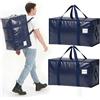 Velway Set da 2 Borse Trasloco Grandi 95L, Scatole trasloco con coperchio, cerniere e manici rinforzati, Borsone da viaggio, impermeabili Borsa di stoccaggi per piumoni, vestiti (Blu)