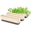 Suream Window Box Herb Planters, 3 Pack 16 x3.8 Inch Indoor Rectangle Succulent Cactus Plant Pots with Saucer, Modern Plastic Flower Container for Windowsill, Garden Balcony, Home Office Outdoor Decor