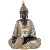 DRW Statuetta di Buddha in resina dorata, 25 x 17 x 9,5 cm