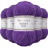 Utopia Crafts Velvet Lux - Filato di ciniglia super morbido per lavorare a maglia e uncinetto, 5 confezioni da 100 g (viola reale)
