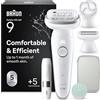 Braun Silk-Épil 9 Skinspa, Epilatore Elettrico Donna con Testina Flessibile, Wet&Dry, Pelle Liscia a Lungo, Spazzola Esfoliante, Accessorio Massaggiante Corpo, Testina Radente, Cappuccio Regolatore