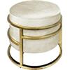 IlGruppone Pouf Contenitore Poggiapiedi Velluto con Struttura Circolare Cromata Oro Elegante Imbottito Sgabello per Toeletta Mobile Trucco Ottomano Ingresso Camera da Letto Rotondo - Beige