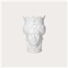 Keyhomestore- Vaso testa di moro in ceramica bianca lucida, versione maschile, in stile veneziano, Altezza 20 cm, ideale come decorazione per interni. Prodotto 100% Made in Italy