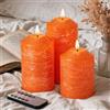 WoPail Candele LED Senza Fiamma set 3,Real Wax Pilastro, Candela a Batteria Senza Fiamma con Timer e Telecomando Candele LED per festa, decorazione abitativa, campeggio, matrimoni (Arancione)