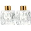 VANTOBEST 2 diffusori vuoti in vetro trasparente da 50 ml, con tappo dorato, contenitore per oli essenziali, accessori per profumi, set di diffusori di ricambio fai da te, per casa e ufficio (Prismatic)