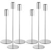 LIAILA Candelabro in metallo a 6 pezzi, tre altezze 33/28/23 cm. Elegante decorazione elegante Portacandele per matrimoni, feste, compleanni, decorazioni da tavolo (Argento)