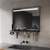 SIRHONA Specchio da bagno 80 x 60 cm con bordo di stoccaggio, specchio anti-appannamento con illuminazione, dimmerabile e 3 colori regolabili, scatola di trucco, piccolo supporto, memoria, CRI>90