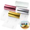 VOHESEA 4 Rotoli Smart Vinyl Permanente per Cricut Joy 14 x 200 cm Vinile Adesivo Smart Permanente Metallico Cromato Vinile Autoadesivo Oro + Argento + Oro Rosa + Pellicola di Trasferimento per DIY Finestre