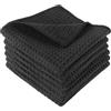 Starkvista Set di 6 Panni Neri per la Pulizia a Nido d'Ape 20x20 cm, Panni in Microfibra a Cialda Multiuso Ultra-Assorbenti, Panno Magico per Vetri e Superfici Lisce, Riutilizzabili per Pulizia Efficace