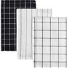 Hnonoxy Set di 3 Strofinacci Cucina 100% Cotone,40x60CM Riutilizzabile Morbidi Strofinacci Assorbenti Multifunzionale Asciugamani Cucina per Casa,Ristorante Bianco e Nero