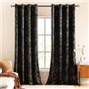 MIULEE Tenda per Camera da Letto in Velluto per Interni Letto Matrimoniale Tende per Finestre Tende per Soggiorno Moderne con Anelli Stampate d'Oro Decorative 2 Pannelli 140X300 cm Nero