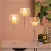 Romadedi Portacandele in vetro: set da 3 portacandele a forma di candela, 23,5/25,5/31,5 cm, per candeline a pilastro, decorazione per soggiorno, decorazione da tavolo, matrimonio, camera da letto