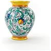 Ceramiche Azzaro & Romano Caltagirone Vaso portafiori fatto a mano in ceramica siciliana di Caltagirone H cm 25 '600 giallo