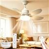Siebkorb Ventilatore Da Soffitto Con Luce E Telecomando, 52/42cm Lampada Con Ventilatore Da Dimmable Led Ceiling Light With Timer 5 Blades Silent 3 Speeds For Living Room, Dormitory, Bedroom (52cm,40W+Base)