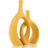 WUBIANJIE Vaso in ceramica gialla, decorazione moderna in stile boho, giallo senape, rotondo, base antiscivolo, perfetto per soggiorno, camera da letto, bagno