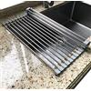 Tomorotec Scolapiatti arrotolabile 45x30cm, da posizionare sopra il lavello, scolapiatti portatile, in acciaio inox, multiuso, da cucina (Grigio)