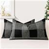 JOTOM Set di 2 Federe per Cuscini 40x60cm Copricuscini Di Natale Agriturismo Classico Plaid Decorativo Cuscini Divano Arredamento per la Casa per Divano Soggiorno Letto (Nero Grigio)