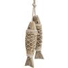 Generic Decorazione a forma di pesce in legno, 2 pezzi, ornamenti da appendere a forma di pesce, decorazione , rustica intagliata a mano, arte da parete in legno per interni, esterni, patio, portico,