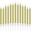 sinzau 100 candele di compleanno lunghe metalliche per torte di compleanno con portacandele, per torta decorativa di compleanno, festa di matrimonio, laurea, oro