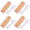WIYETY 4 pezzi base LED in legno di faggio: base per display con striscia LED, supporto rettangolare per display luce calda 3 x 4,5 x 15 cm, per pannelli acrilici spessi fai da te, decorazione in