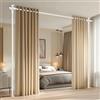 JILRON Divisore di spazio regolabile senza forare per asta tenda, dal soffitto al pavimento (A110-300×L89-254cm), riutilizzabile, installazione semplice, bianco