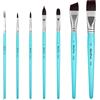 Nicpro set pennelli per pittura viso, 7 pennelli per pittura viso e corpo con manici blu acqua, kit pennelli trucco capelli in nylon sintetico per Halloween, cosplay, eventi scolastici e campi estivi