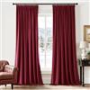 EMEMA - Tenda in velluto con nastro arricciato, vino rosso, tende in velluto per decorazione, tende oscuranti, set da 2, bella e spessa per soggiorno e camera da letto, tenda termica con nastro