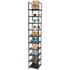 Dyserbuy Scarpiera a 10 ripiani, organizer per scarpe alto, scarpiera stretta, salvaspazio, con tessuto non tessuto, per soggiorno, camera da letto, armadio, corridoio, sala della spesa (nero)