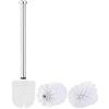 ROSETOR Set da bagno: scopino per WC con manico in acciaio inox e 3 attacchi da 8 cm (bianco)
